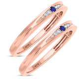 Photo of Irit 1/10 Carat T.W. Sapphire and Diamond Same Sex Ladies Band Set 10K Rose Gold [WL874R]