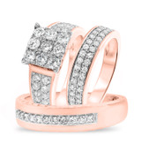 Photo of Aleeza 2 1/2 ct tw. Diamond Princess Cluster Trio Set 10K Rose Gold [BT400R-C000]