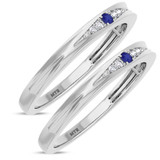 Photo of Irit 1/10 Carat T.W. Sapphire and Diamond Same Sex Ladies Band Set 10K White Gold [WL874W]