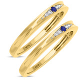 Photo of Irit 1/10 Carat T.W. Sapphire and Diamond Same Sex Ladies Band Set 10K Yellow Gold [WL874Y]
