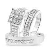 Photo of Aleeza 2 1/5 ct tw. Diamond Princess Cluster Trio Set 14K White Gold [BT400W-C000]