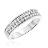 Photo of Aleeza 2 1/5 ct tw. Diamond Princess Cluster Trio Set 14K White Gold [BT400WL]