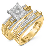 Photo of Maeve 3/4 CT. T.W. Diamond Princess Cluster Bridal Set 14K Yellow Gold [BR420Y-C033]