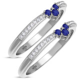 Photo of Abilia 1/3 CT. T.W. Sapphire and Diamond Same Sex Ladies Band Set 14K White Gold [WL877W]