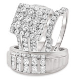 Photo of Lalasa 4 1/4 ct tw. Diamond Princess Cluster Trio Set 14K White Gold [BT405W-C000]