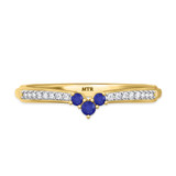 Photo of Abilia 1/3 CT. T.W. Sapphire and Diamond Same Sex Ladies Band Set 14K Yellow Gold [BT877YL]