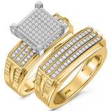 Photo of Beau 1/2 CT. T.W. Diamond Princess Cluster Bridal Set 10K Yellow Gold [BR421Y-C028]