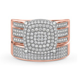 Photo of Jia 7/8 Carat T.W. Diamond Cushion Cluster Bridal Set 10K Rose Gold [BR422R-C029]