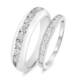 Photo of Bonny 1 1/6 ct tw. Diamond Wedding Band Set 10K White Gold [WB533W]