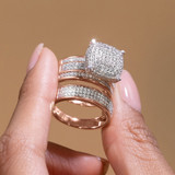 Photo of Jia 7/8 Carat T.W. Diamond Cushion Cluster Bridal Set 14K Rose Gold [BR422R-C029]