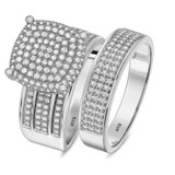 Photo of Jia 7/8 Carat T.W. Diamond Cushion Cluster Bridal Set 14K White Gold [BR422W-C029]