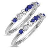 Photo of Garland 1/3 CT. T.W. Sapphire and Diamond Same Sex Ladies Band Set 10K White Gold [WL879W]