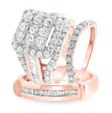 Photo of Mira 3 3/4 ct tw. Diamond Princess Cluster Trio Set 14K Rose Gold [BT409R-C000]
