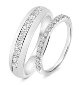 Photo of Luna 7/8 ct tw. Diamond Wedding Band Set 10K White Gold [WB535W]
