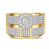 Photo of Corban 1 CT. T.W. Diamond Round Cluster Bridal Set 14K Yellow Gold [BR423Y-C031]