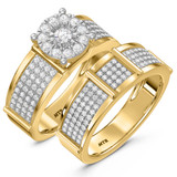 Photo of Corban 1 CT. T.W. Diamond Round Cluster Bridal Set 14K Yellow Gold [BR423Y-C031]