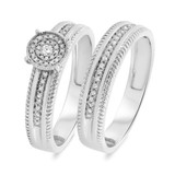 Photo of Zuri 1/4 CT. T.W. Diamond Round Cluster Bridal Set 10K White Gold [BR424W-C030]