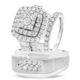 Photo of Etta 4 3/4 ct tw. Diamond Princess Cluster Trio Set 14K White Gold [BT410W-C000]