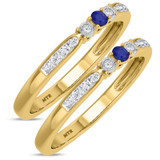 Photo of Hana 1/4 CT. T.W. Sapphire and Diamond Same Sex Ladies Band Set 14K Yellow Gold [WL880Y]