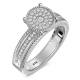 Photo of Zuri 1/3 CT. T.W. Diamond Round Cluster Bridal Set 14K White Gold [BT424WE-C030]