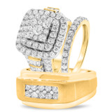 Photo of Etta 4 3/4 ct tw. Diamond Princess Cluster Trio Set 10K Yellow Gold [BT410Y-C000]