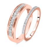 Photo of Calla 1/4 ct tw. Diamond Wedding Band Set 10K Rose Gold [WB551R]