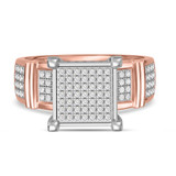 Photo of Amity 3/4 CT. T.W. Diamond Princess Cluster Bridal Set 14K Rose Gold [BT425RE-C028]
