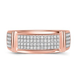 Photo of Amity 3/4 CT. T.W. Diamond Princess Cluster Bridal Set 14K Rose Gold [BT425RL]