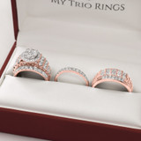 Photo of Selene 5 3/8 ct tw. Diamond Round Cluster Trio Set 14K Rose Gold [BT411R-C000]