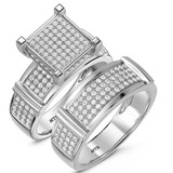 Photo of Amity 3/4 Carat T.W. Diamond Princess Cluster Bridal Set 10K White Gold [BR425W-C028]