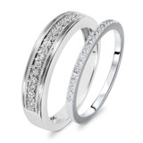 Photo of Calla 1/4 ct tw. Diamond Wedding Band Set 14K White Gold [WB551W]