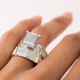 Photo of Amity 3/4 Carat T.W. Diamond Princess Cluster Bridal Set 14K Yellow Gold [BR425Y-C028]