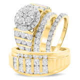 Photo of Selene 5 3/8 ct tw. Diamond Round Cluster Trio Set 10K Yellow Gold [BT411Y-C000]
