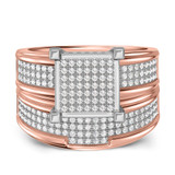 Photo of Affy 3/4 CT. T.W. Diamond Princess Cluster Bridal Set 10K Rose Gold [BR426R-C028]
