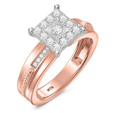 Photo of Harmonee 1/3 ct tw. Diamond Princess Cluster Engagement Ring 14K Rose Gold [BT428RE-C033]