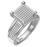 Photo of Affy 3/4 CT. T.W. Diamond Princess Cluster Bridal Set 10K White Gold [BT426WE-C028]