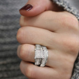 Photo of Affy 3/4 CT. T.W. Diamond Princess Cluster Bridal Set 10K White Gold [BR426W-C028]