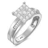 Photo of Harmonee 1/3 ct tw. Diamond Princess Cluster Engagement Ring 14K White Gold [BT428WE-C033]