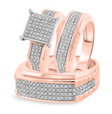 Photo of Winsome 2/3 ct tw. Diamond Princess Cluster Trio Set 10K Rose Gold [BT413R-C032]