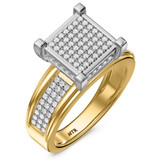 Photo of Affy 3/4 Carat T.W. Diamond Princess Cluster Bridal Set 14K Yellow Gold [BT426YE-C028]