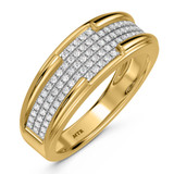 Photo of Affy 3/4 Carat T.W. Diamond Princess Cluster Bridal Set 14K Yellow Gold [BT426YL]