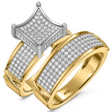 Photo of Affinity 3/4 Carat T.W. Diamond Fancy Cluster Bridal Set 10K Yellow Gold [BR427Y-C034]