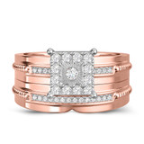 Photo of Harmonee 3/8 CT. T.W. Diamond Princess Cluster Bridal Set 14K Rose Gold [BR428R-C033]