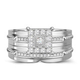 Photo of Harmonee 3/8 CT. T.W. Diamond Princess Cluster Bridal Set 14K White Gold [BR428W-C033]