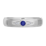 Photo of Clema 1/8 CT. T.W. Sapphire and Diamond Mens Wedding Band 10K White Gold [BT868WM]