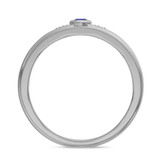 Photo of Clema 1/8 CT. T.W. Sapphire and Diamond Mens Wedding Band 10K White Gold [BT868WM]