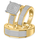Photo of Enamor 1 ct tw. Diamond Princess Cluster Trio Set 14K Yellow Gold [BT415Y-C029]