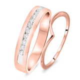 Photo of Serenity 1/4 ct tw. Diamond Wedding Band Set 14K Rose Gold [WB566R]