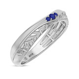 Photo of Neeja 1/8 CT. T.W. Sapphire and Diamond Mens Wedding Band 14K White Gold [BT870WM]