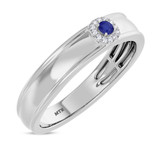 Photo of Delphine 1/5 CT. T.W. Sapphire and Diamond Mens Wedding Band 10K White Gold [BT871WM]